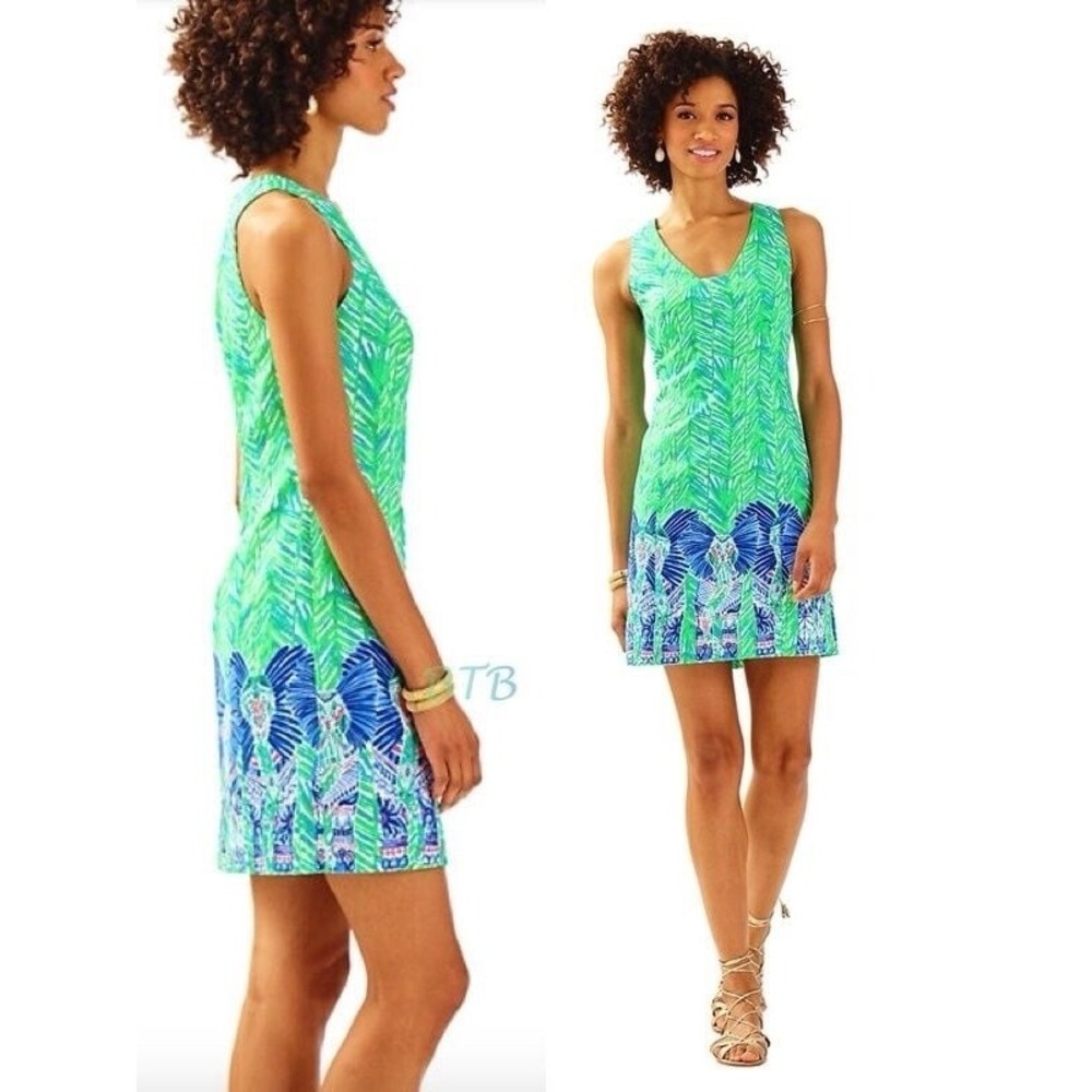 NWT Lilly Pulitzer Tandie Shift Toucan Costa Verde Elephant Green Dress Sz 6